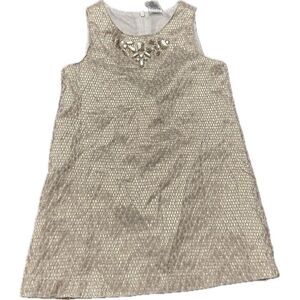Gymboree Holiday Gems Gold Shimmer‎ Shift Dress 4 Metallic Sleeveless NYE